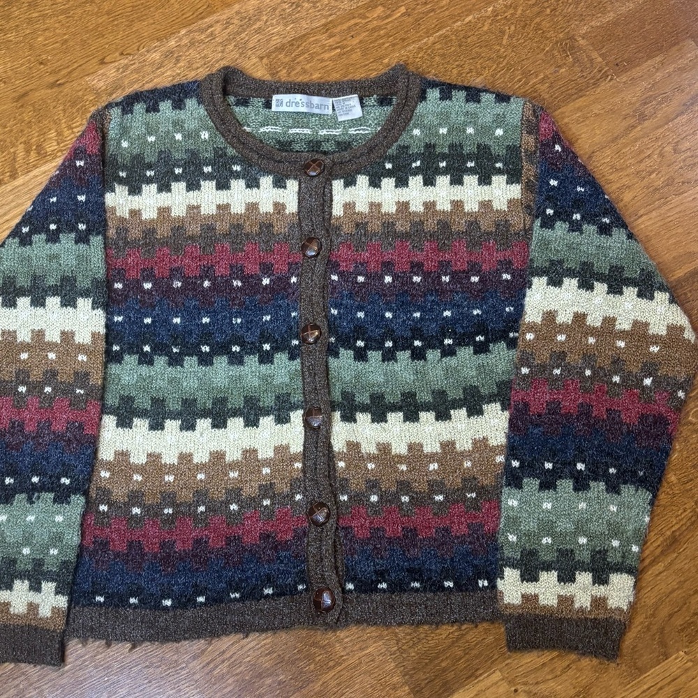 Vintage dressbarn Geometric Knit Cardigan Sweater Medium